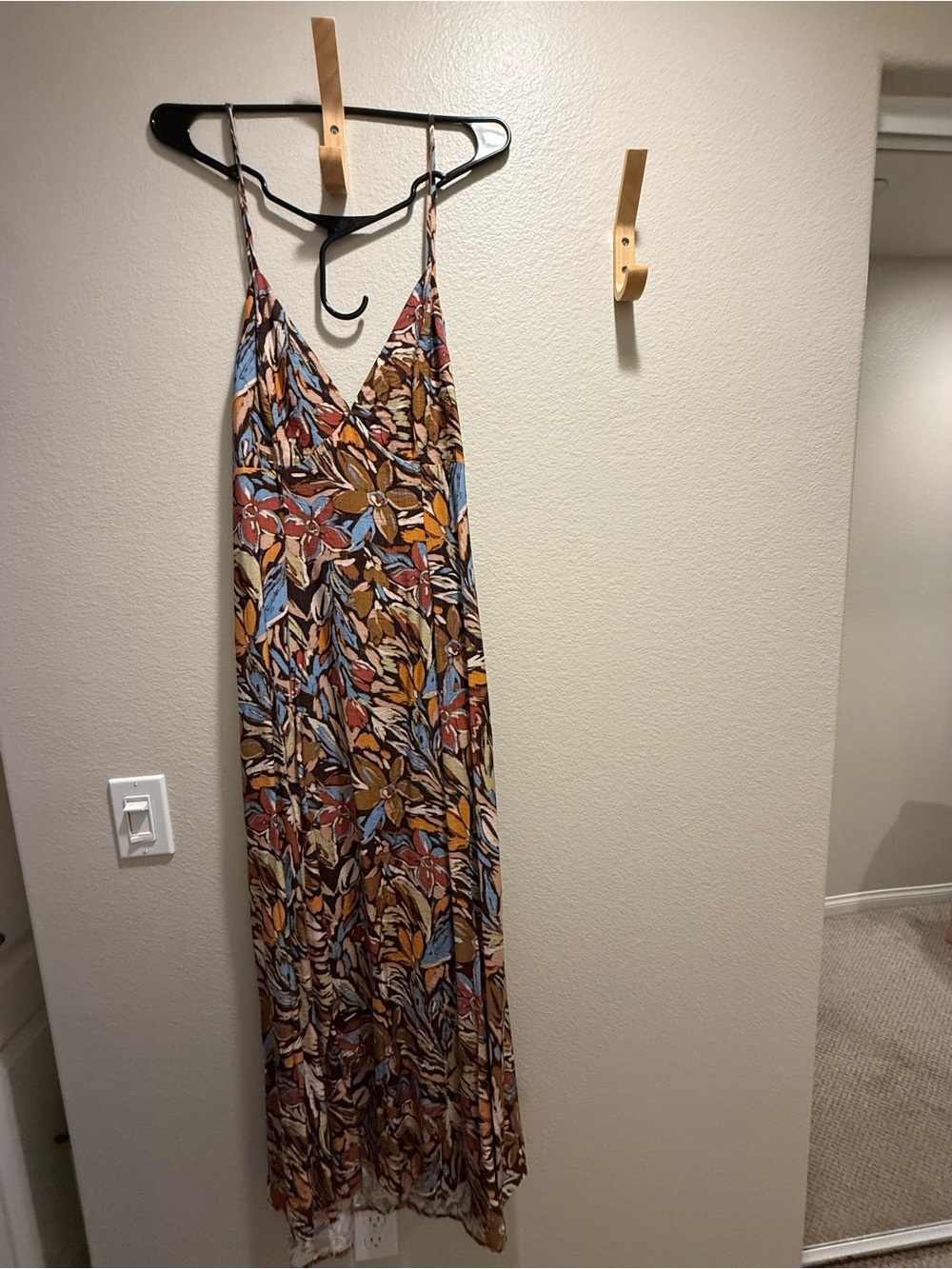 Stitch & Feather Brown Floral Print Spaghetti-Strap Maxi Dress